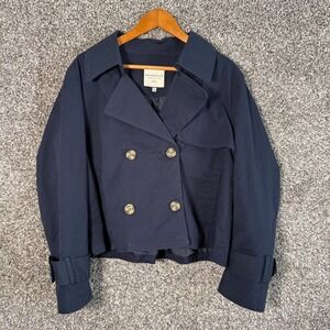 Bagatelle Collection Navy Blue Cropped Trench Jacket Coat XL Double Breasted